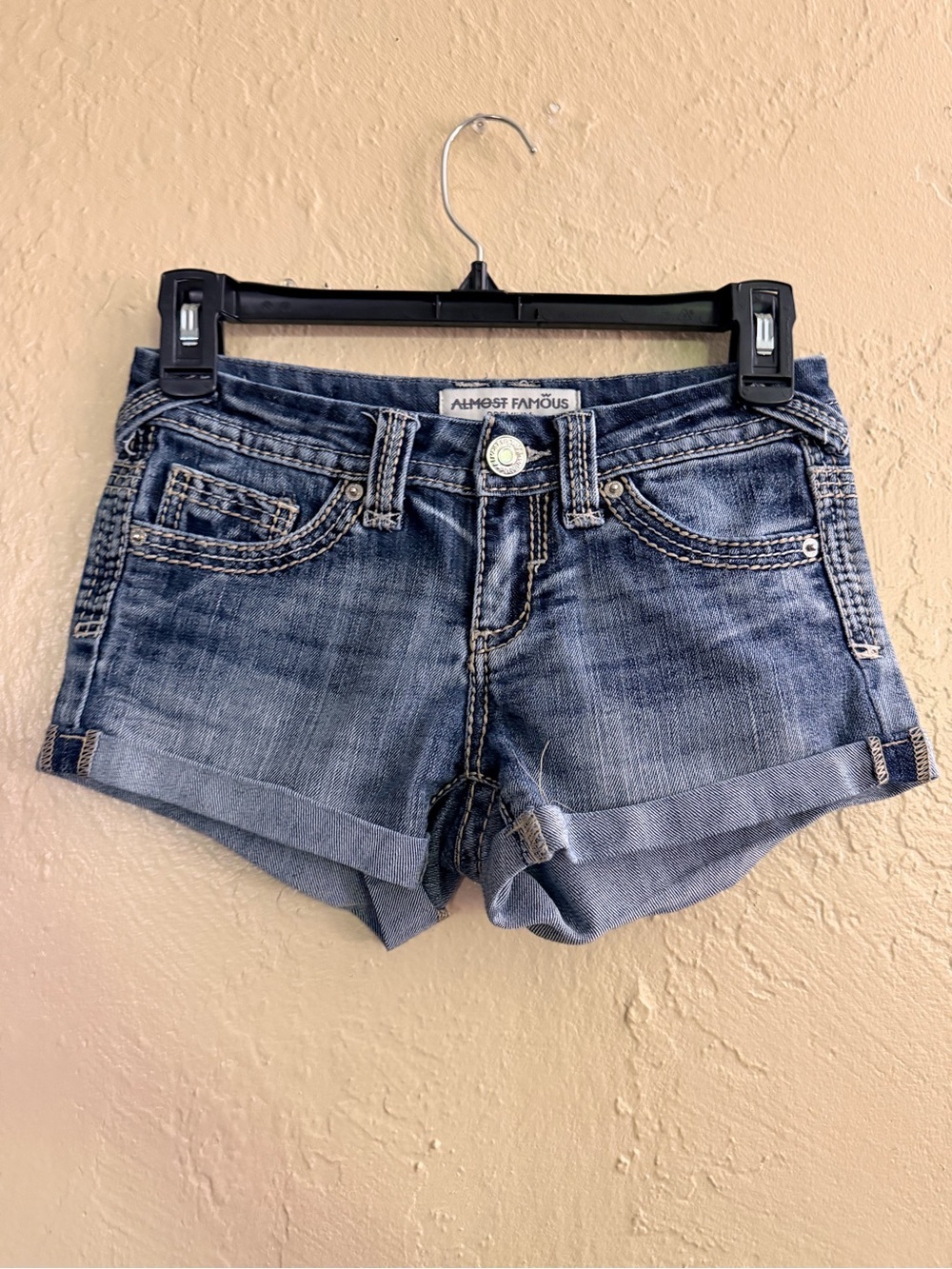 Almost Famous Distressed Blue Denim Cuffed Shorts